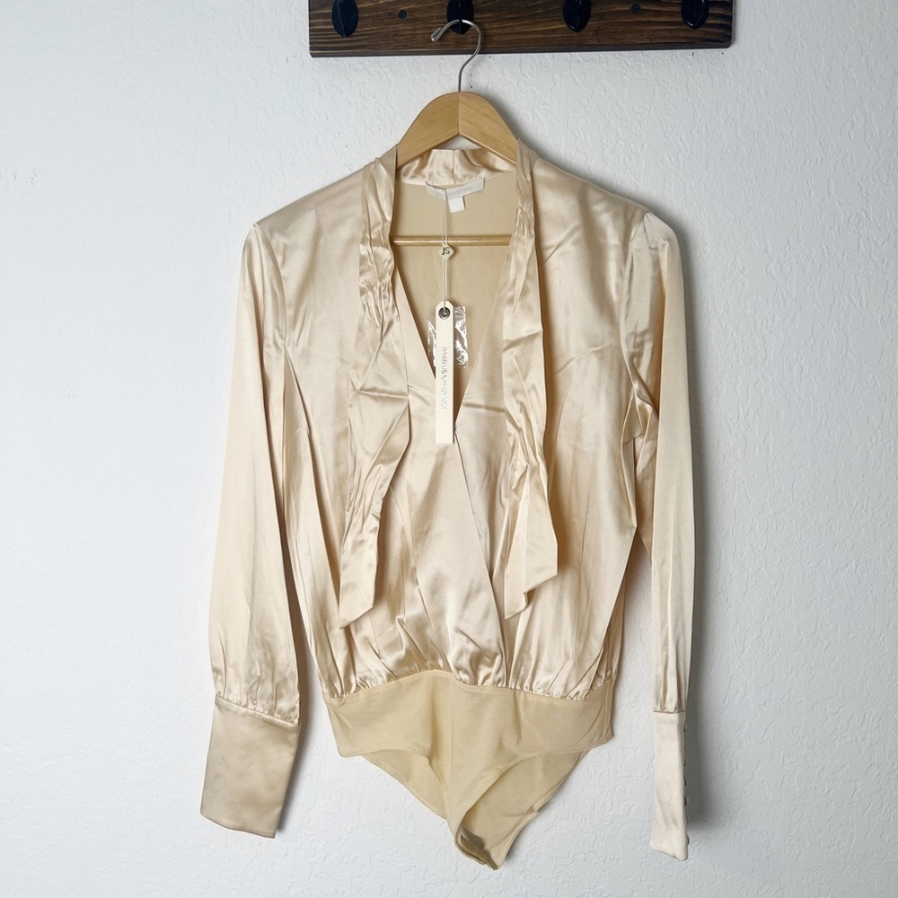 Jonathan Simkhai Tess Wrap Front Bodysuit Blouse - Picture 2 of 8